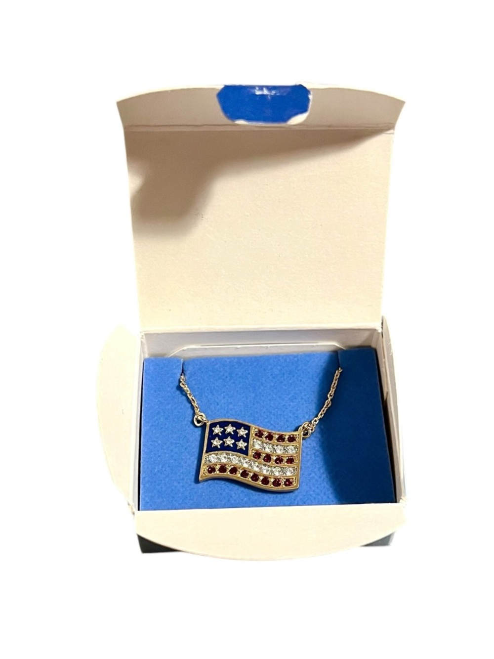 Avon Rhinestone Flag Necklace – Sparkle with Americana Style